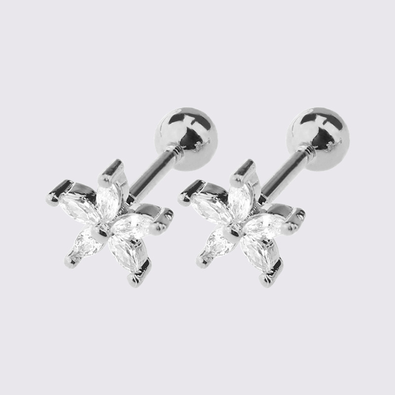 Pendientes de circonita de sol pequeño de venta caliente en Europa y América Pendientes de cobre de amor Personalidad simple Pendientes de circonita de moda geométrica en forma de corazón