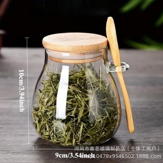 Instantáneo de alto contenido de borosilicato de vidrio con cucharas de granos de té sellado tanque de almacenamiento de vidrio transparente de varias especificaciones image 5