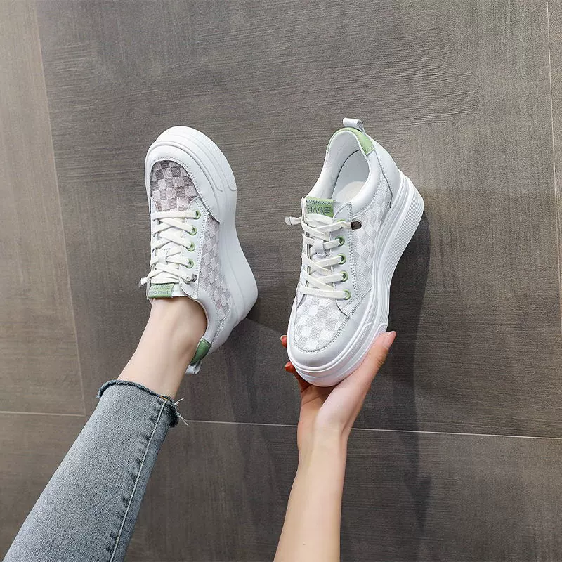 Summer high sandals, white shoes, leather universal breathable footwear platform, 2022
