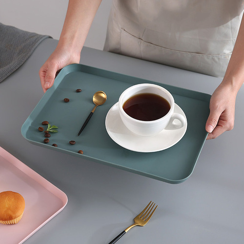 ins Nordic style plastic tray, hotel tableware, rectangular bread plate, fast food tray, canteen plate