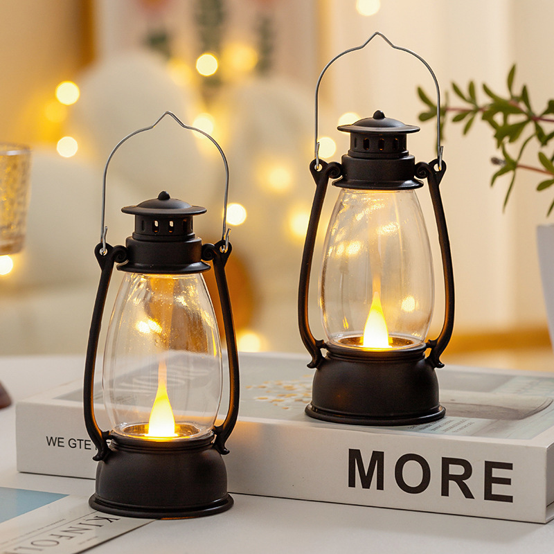 Led Electronic Candle Lamp Ins Internet Celebrity Desktop Decorative Horse Lantern Ornaments Healing Portable Oil Lamp Retro Night Light