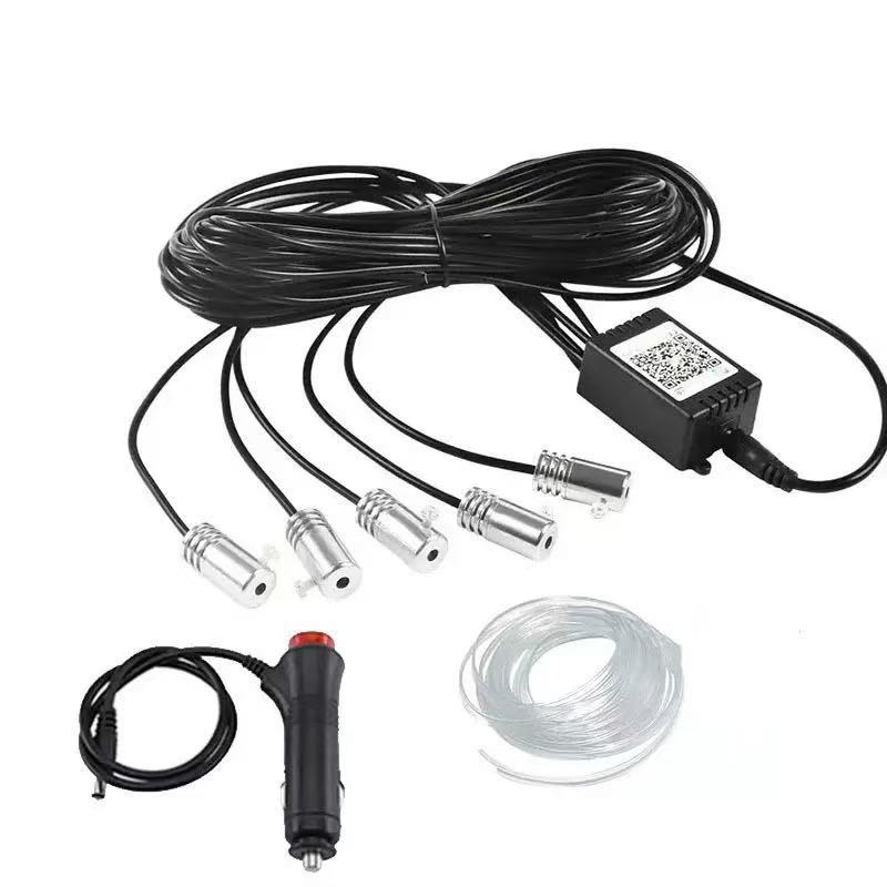 Car Led Ambient Light, Mobile App Control, Car Multi-Color Cold Light Guide Ambient Light, In-Car Color-Changing Decorative Light