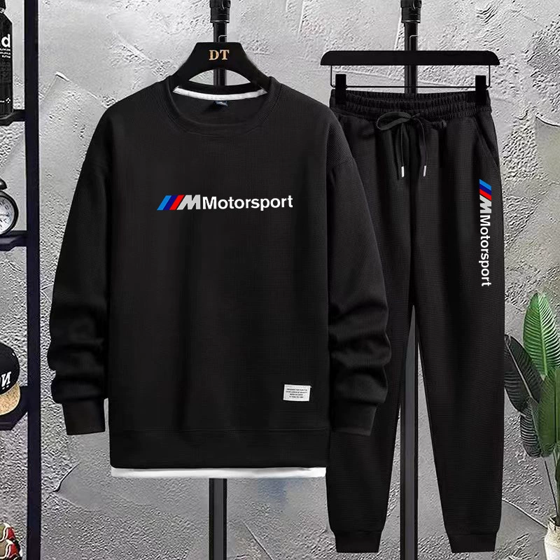 Новые вафли весной и осенью мужской повседневный спортивный костюм мужской свободный красивый длинный рукав брюки с приливом