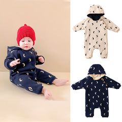 Baby one-piece winter clothes for boys and girls, cotton padded puffy coats for newborns, extra-thick climbing suits, winter outfits for outdoor wear