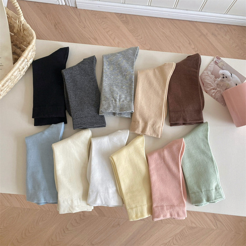 Four-season maternity socks in solid colors, chunky-style socks, Instagram-inspired tall stockings, versatile casual socks for students and women