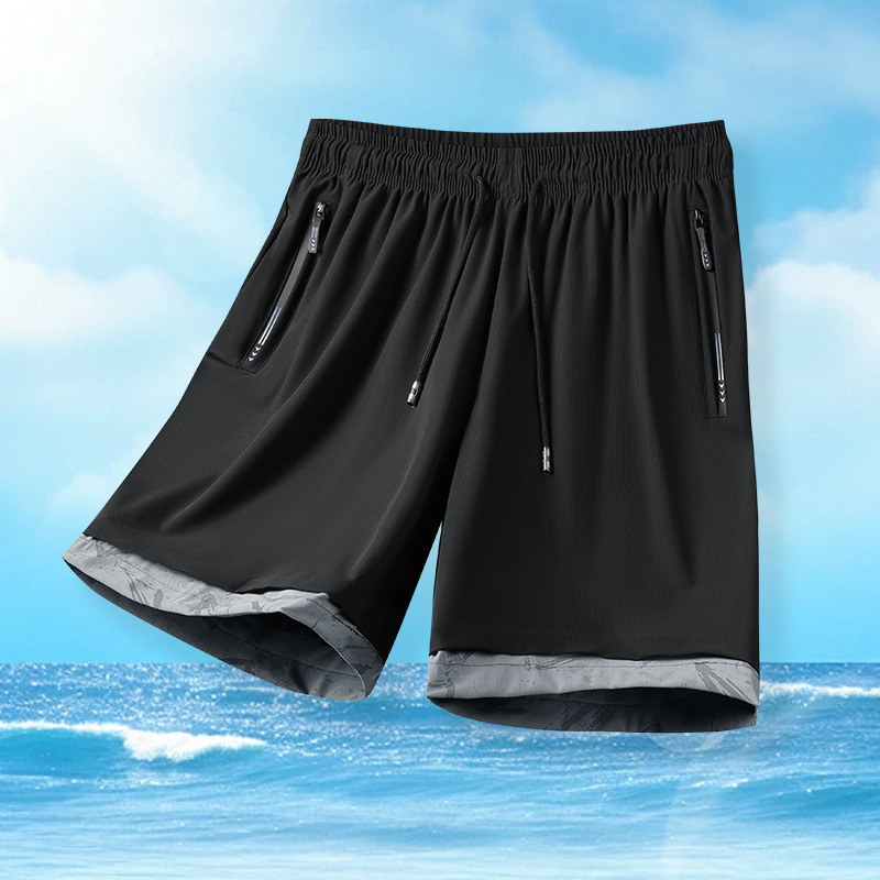 Men's Casual Ice Silk Pants Men's Summer Thin Loose Basketball Sports Shorts 2025 New Quick-drying Pants