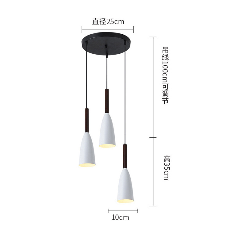 Lámpara de comedor de estilo nórdico, simple y moderna, comedor gris blanco y negro de tres cabezas, sala de estar, dormitorio, barra de bar, candelabro pequeño