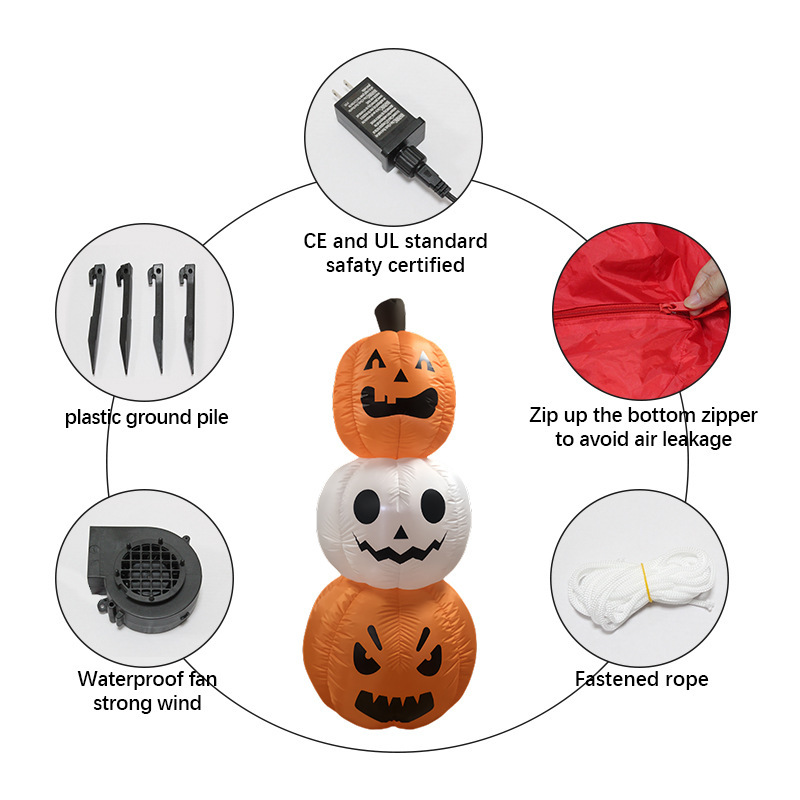 1.8メートルハロウィンパーティー用品カボチャ串屋外庭園花園鬼節装飾発光空気入れ型|undefined