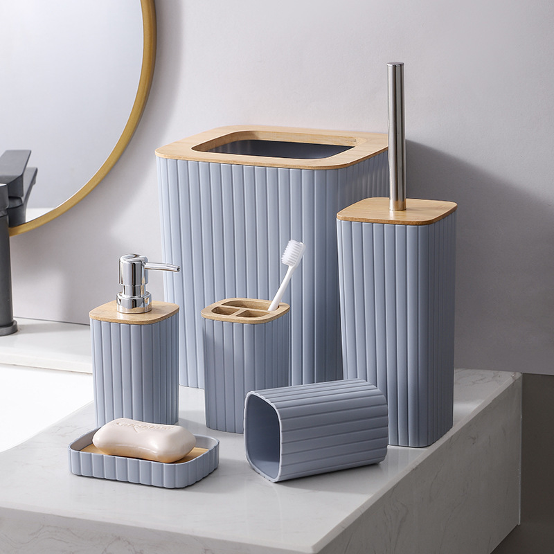 2024 nuevos productos transfronterizos nórdicos residencias set de cepillo de inodoro almacenamiento de inodoro suministros de hotel emulsión de bambú baño