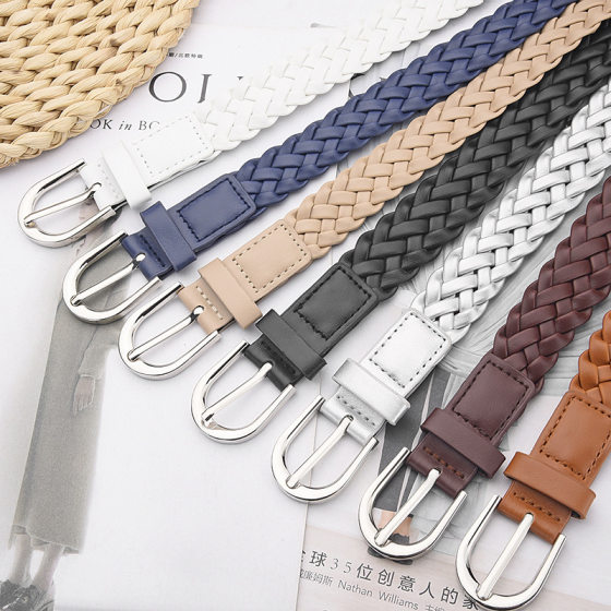 Woven vintage ladies belt with casual pants dress women's fine non-porous women's belt Yiwu cross-border wholesale