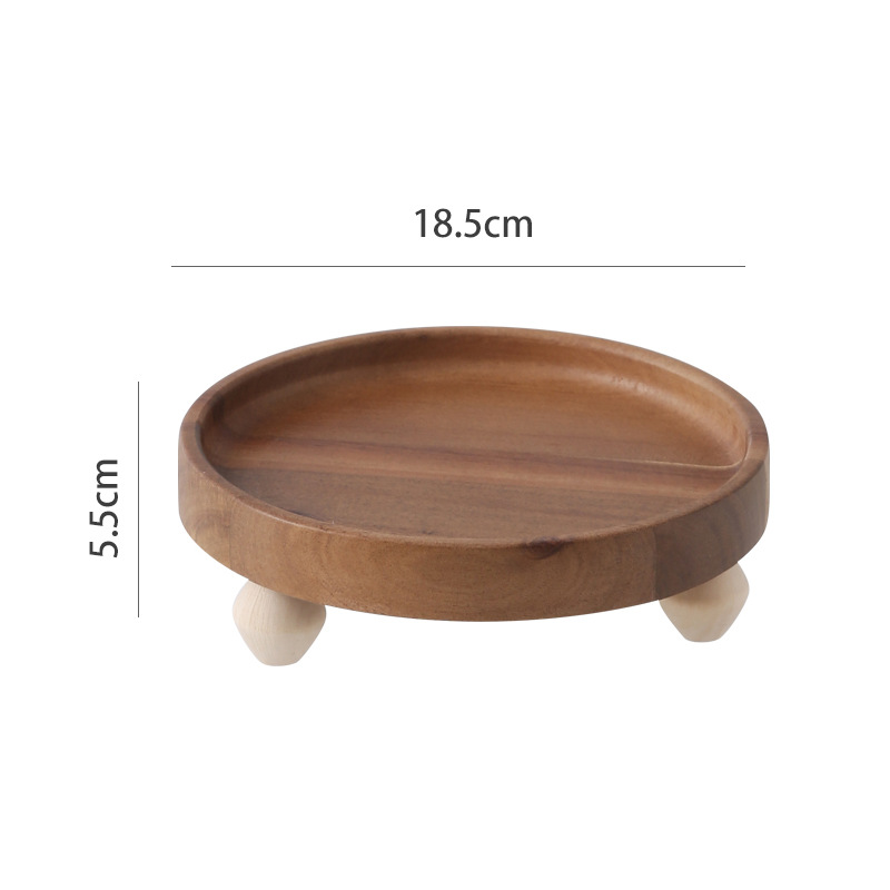 Pastel alto de madera de acacia, postre, tazón de fruta, plato de pan, plato de exhibición de restaurante de hotel, cubierta de vidrio a prueba de polvo