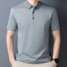 专柜正品男士桑蚕丝Polo衫短袖2025夏季新款中年商务高端男装t恤
