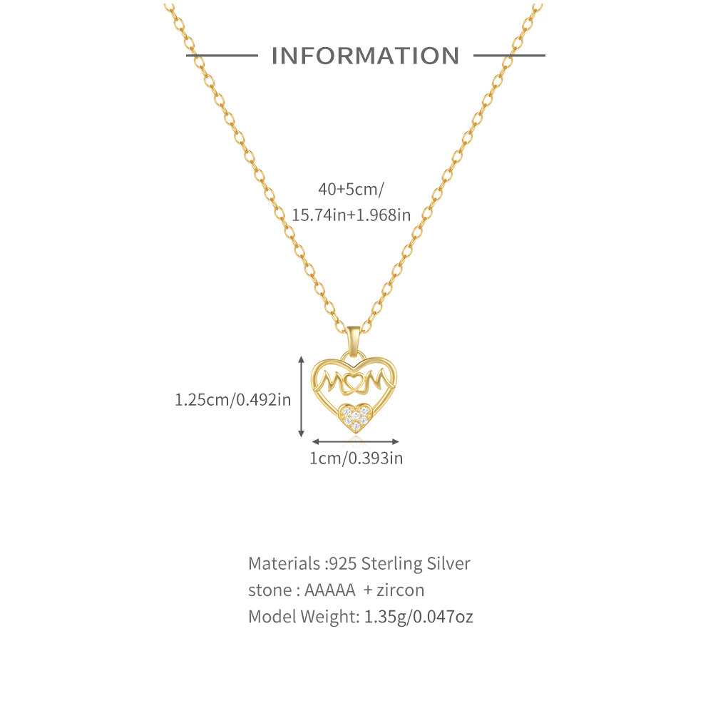 3g Weight 925 Sterling Silver Pendant Material 925 Sterling Silver Zircon Plating Letter Heart Shape Pendant Necklace