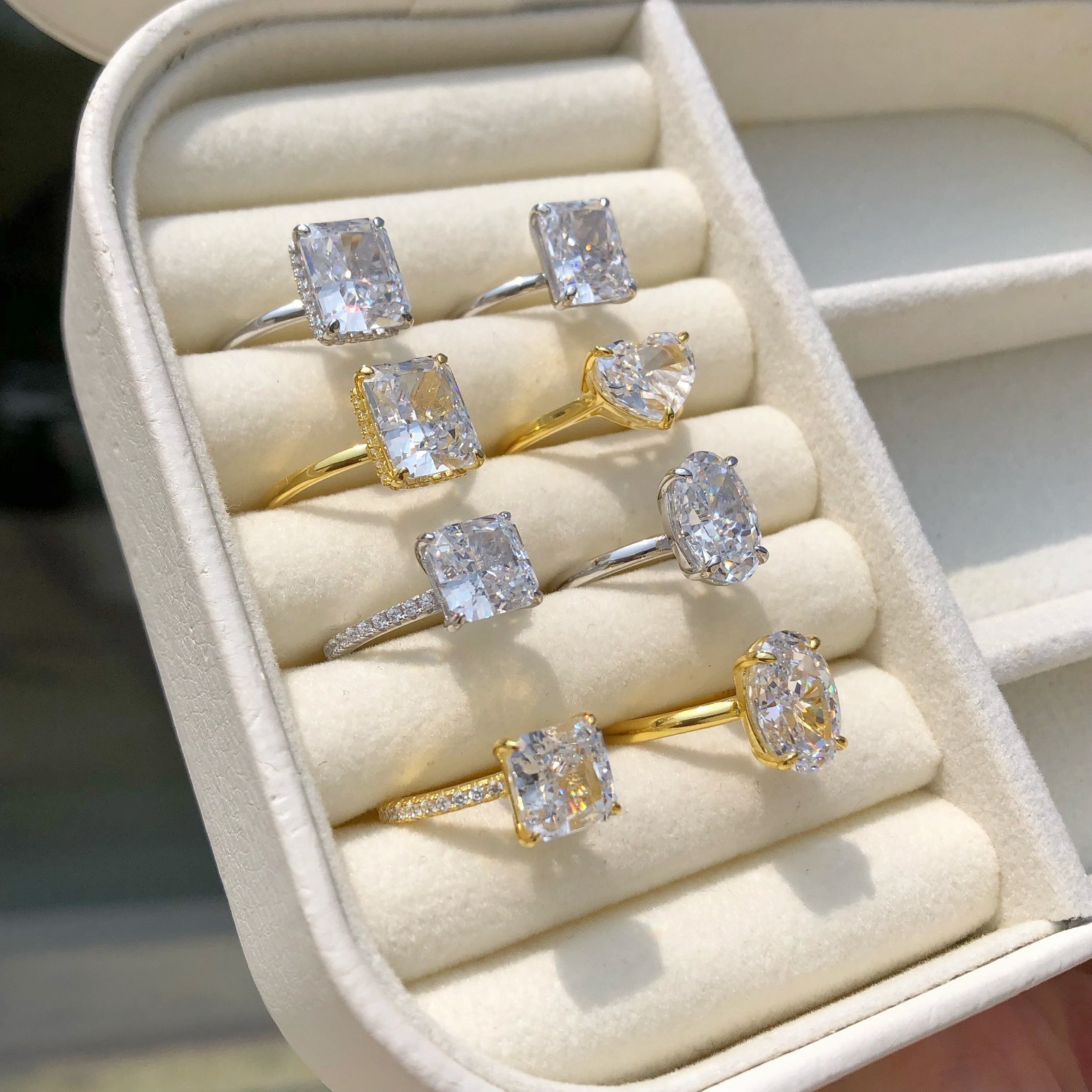 6g Weight Zircon Inlay Material Rings Classification 5, 9 Ring Size 1 Piece Quantity Holiday, Daily Occasion 925 Sterling Silver Material Geometric, Heart Shape Pattern Women's Gender Plating, Inlay Design Elegant Style 925 Sterling Silver Zircon Geometric Heart Shape Rings 5