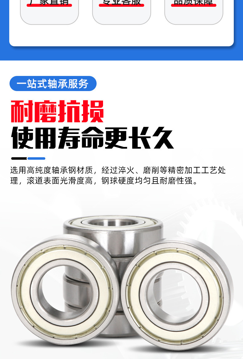 Deep Groove Ball Bearings, Silent and Wear-Resistant, Special Industrial-Grade Precision Bearings for Motors, Ultra-Long Life Transmission Shafts