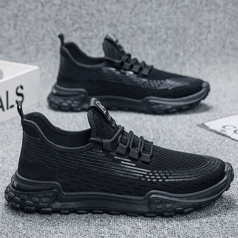 Дышащая легкая и мягкая подошва спортивная мужская обувь новая 2024 летняя сетка летающая обувь студенческая нескользящая удобная повседневная обувь