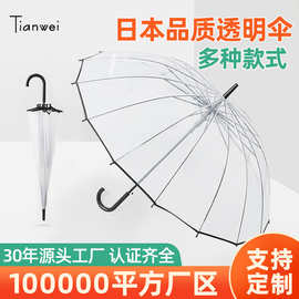 透明伞加固抗风长柄伞定制自动纯色伞广告伞礼品透明直杆雨伞