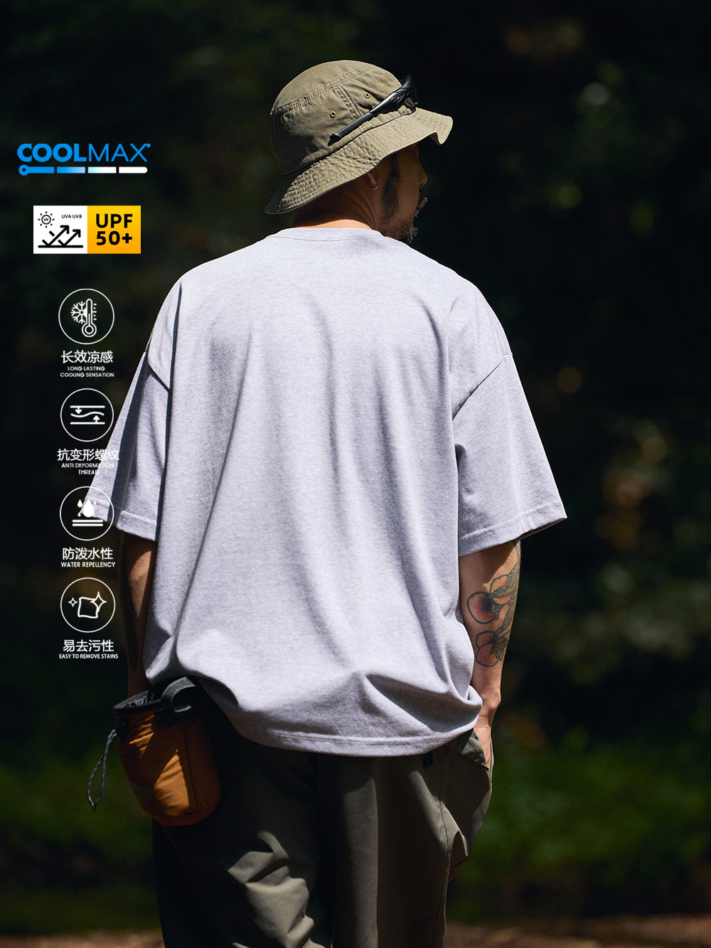 TRSメンズ25sscool max涼感吸湿排汗抗紫外線三防小襟元半袖tシャツ男