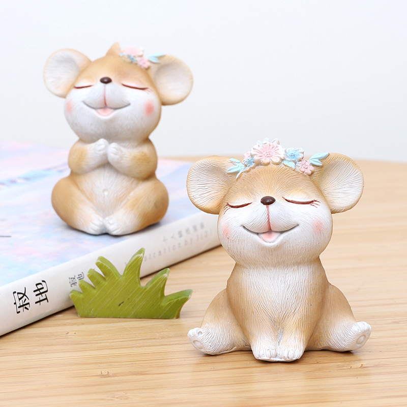 Nanyuan Chuanfang INS de dibujos animados lindo ratón de escritorio pequeños adornos de resina creativa decoración de la torta adornos de ratón