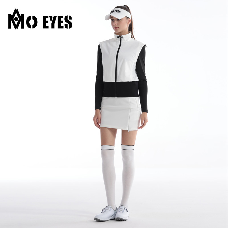 Áo gi lê golf nữ cổ đứng chống gió có khóa kéo — M23YF021-Vest màu xám nhạt, M23YF021-Áo vest trắng, M23YF021-Áo vest đen