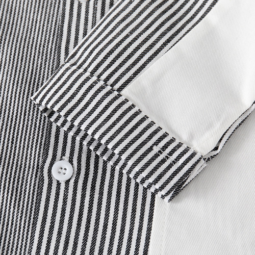 Spring Children's Color Block Casual Shirt, Collared Cool Long-Sleeved Shirt, Grey Striped Boys' Fashion Shirt