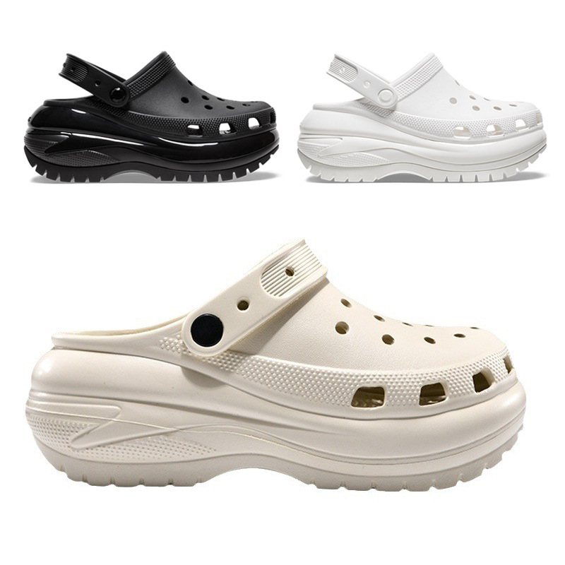 Zapatos de agujero de rueda ligera de arena de mujer transpirable al aire libre muffins antideslizantes 7cm zapatillas frías eva se pueden usar fuera y duraderas