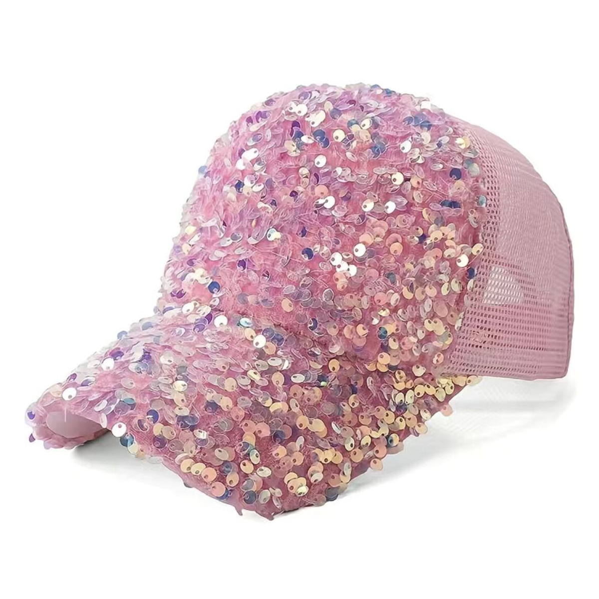 Gorra de béisbol para adultos de lentejuelas - Rosa
