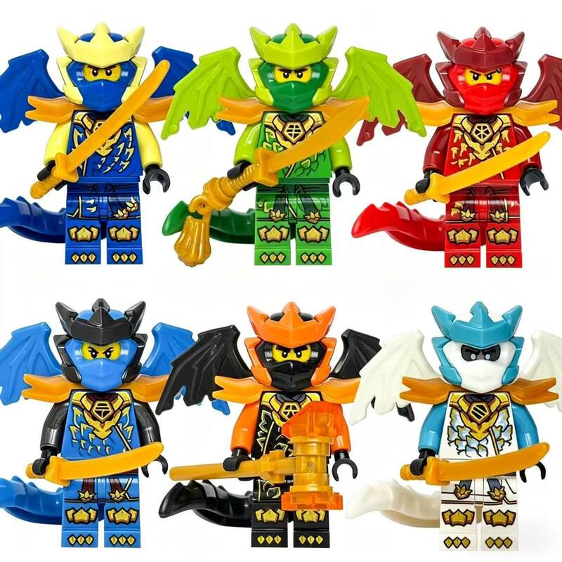 2026 Ninja New Dragon Form Main Character Group Full Set of Third-Party Two-Color Injection Molded Building Block Figures