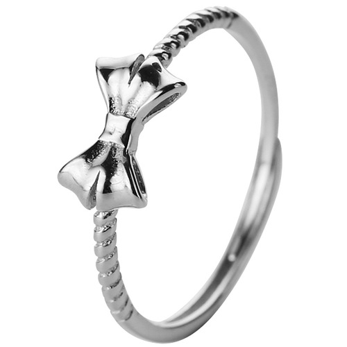 Sterling silver bow ring women's fashion light luxury niche design high-end  new trendy personalized index ring