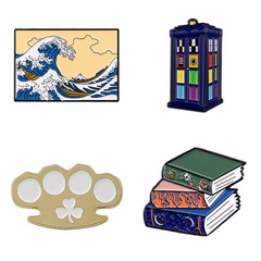 海浪書籍狗爪亭子胸針別針服裝包包配飾合金徽章跨境外貿批發熱銷