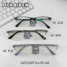 大脸长城腿不夹脸Mck伦正品牌眼镜框深圳纯钛IP电镀半框商务眼镜