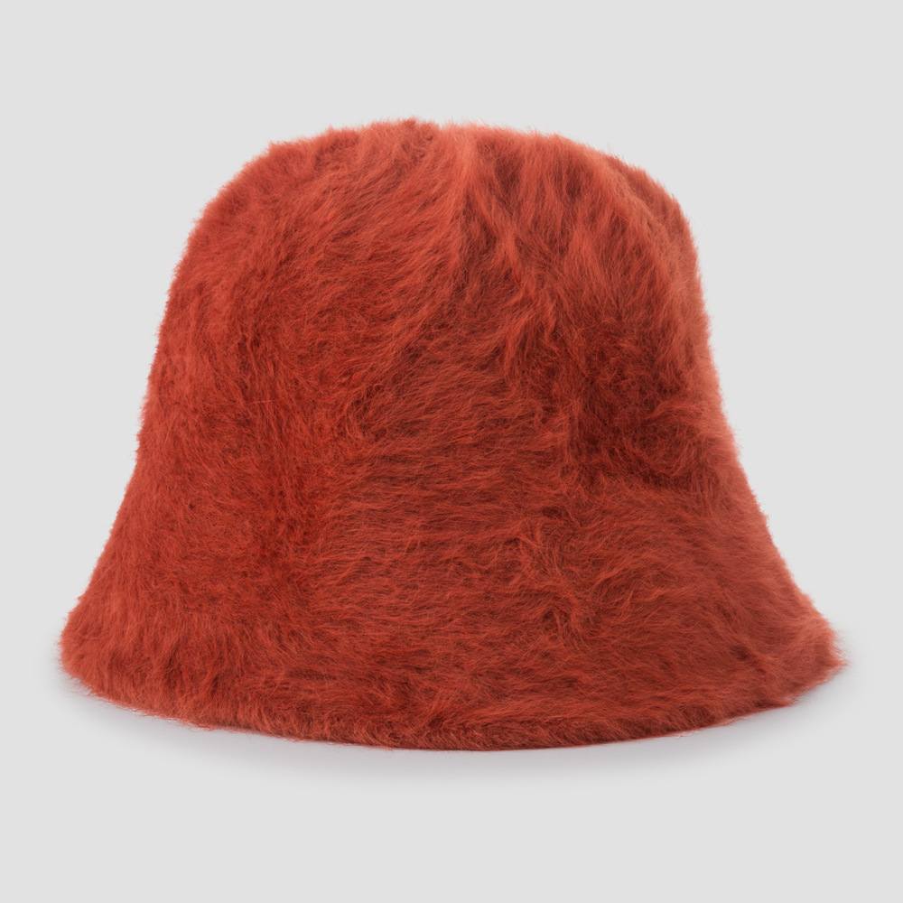 Spot Plush Fisherman Hat Rabbit Hair Bucket Hat Fashion Basin Solid Color Hat display picture 9
