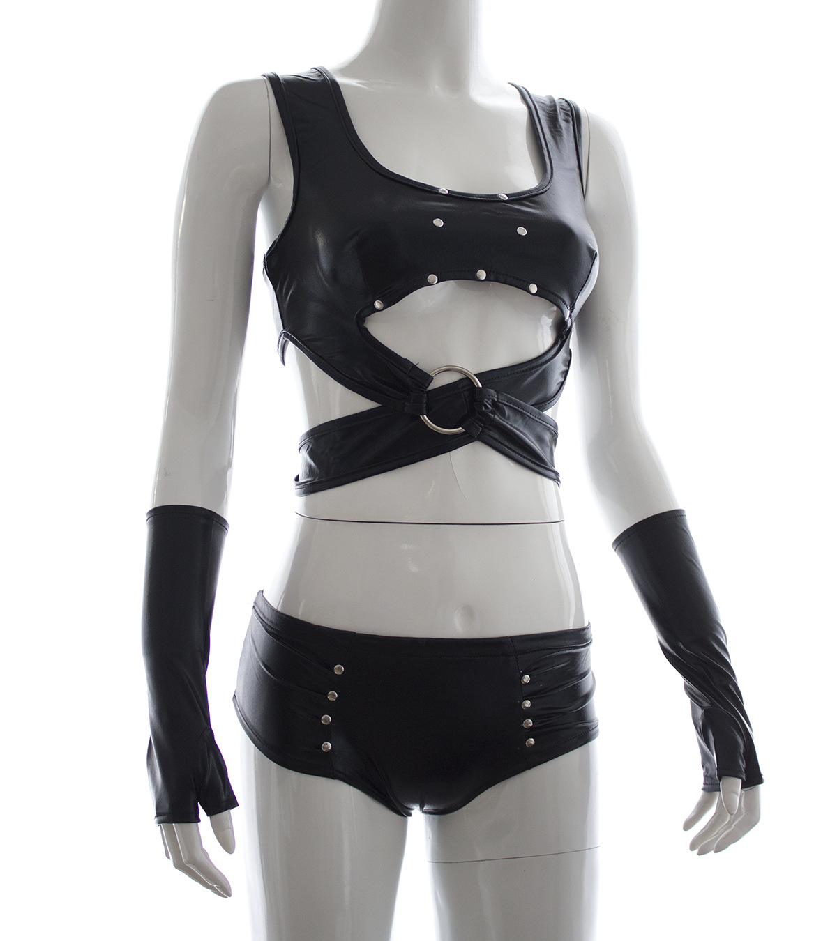 Tienda de fábrica lencería sexy charol medias Catwoman caliente Ropa de baile tubo de acero ropa de rendimiento de las mujeres ropa de la Reina dorada