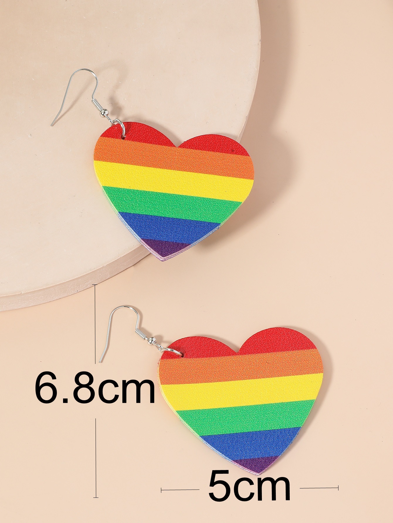 Simple Style Streetwear Heart Shape Pu Leather Lgbt Pride Month Women's Drop Earrings display picture 4