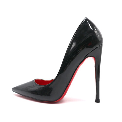 Black Red Sole High Heels Women  Spring New Pointed Toe Slim Heel Sexy Polished Surface Quality Leather Women's Shoes