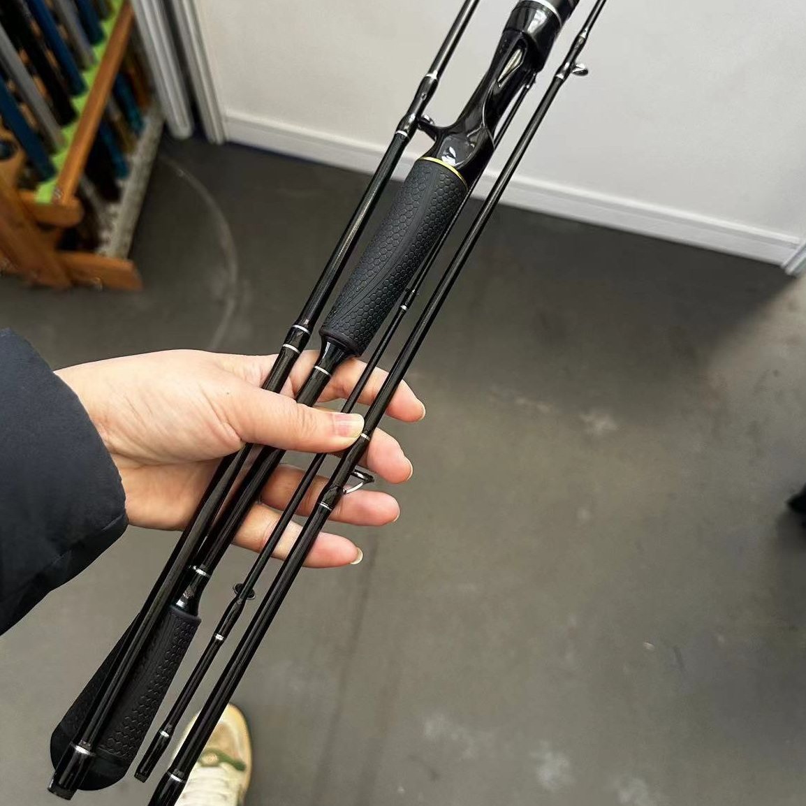 Baña de carretera de varias secciones de carbono, 1,8 metros, caña de carretera de cuatro secciones, 2,1 metros, sección de inserción de ajuste ML de cinco secciones, mango recto transfronterizo ultracorto