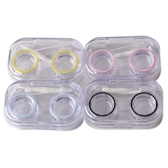 JH21透明翻蓋隱形眼鏡盒迷你便攜防漏帶膠圈伴侶盒男女通用盒子
