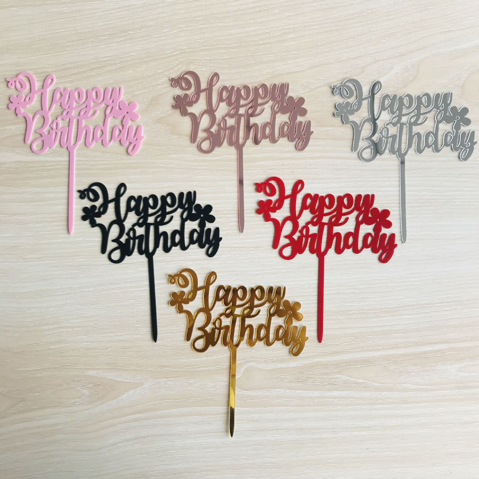 Fábrica de acrílico directo Feliz Cumpleaños feliz Feliz cumpleaños tarjeta plug-in postre Mesa hornear