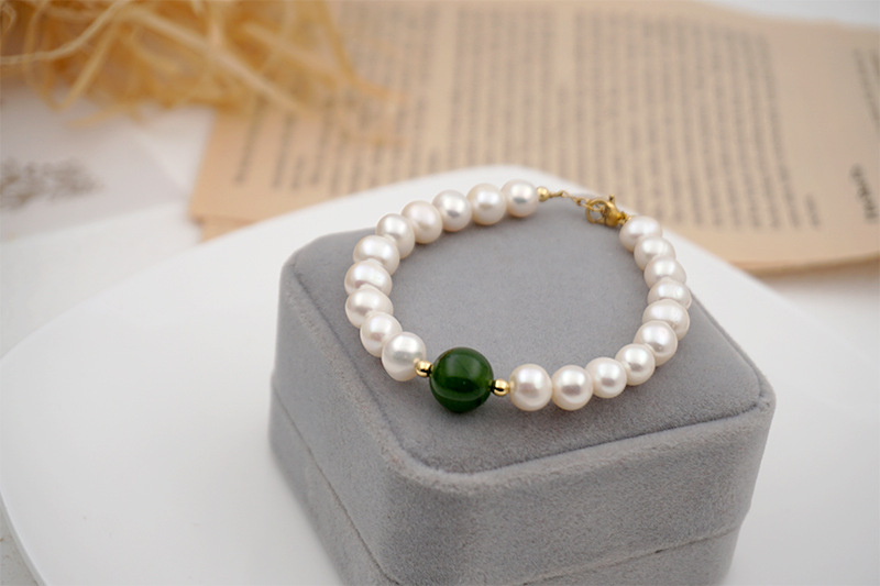 Simple Style Multicolor Pearl Titanium Steel Handmade Bracelets 1 Piece