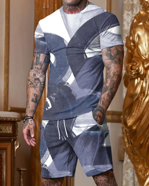 Conjunto de camisetas para hombre y mujer, moda deportiva con estampado Digital 3D, informal, más fácil para combinar, conjunto de dos piezas a la moda, 2024