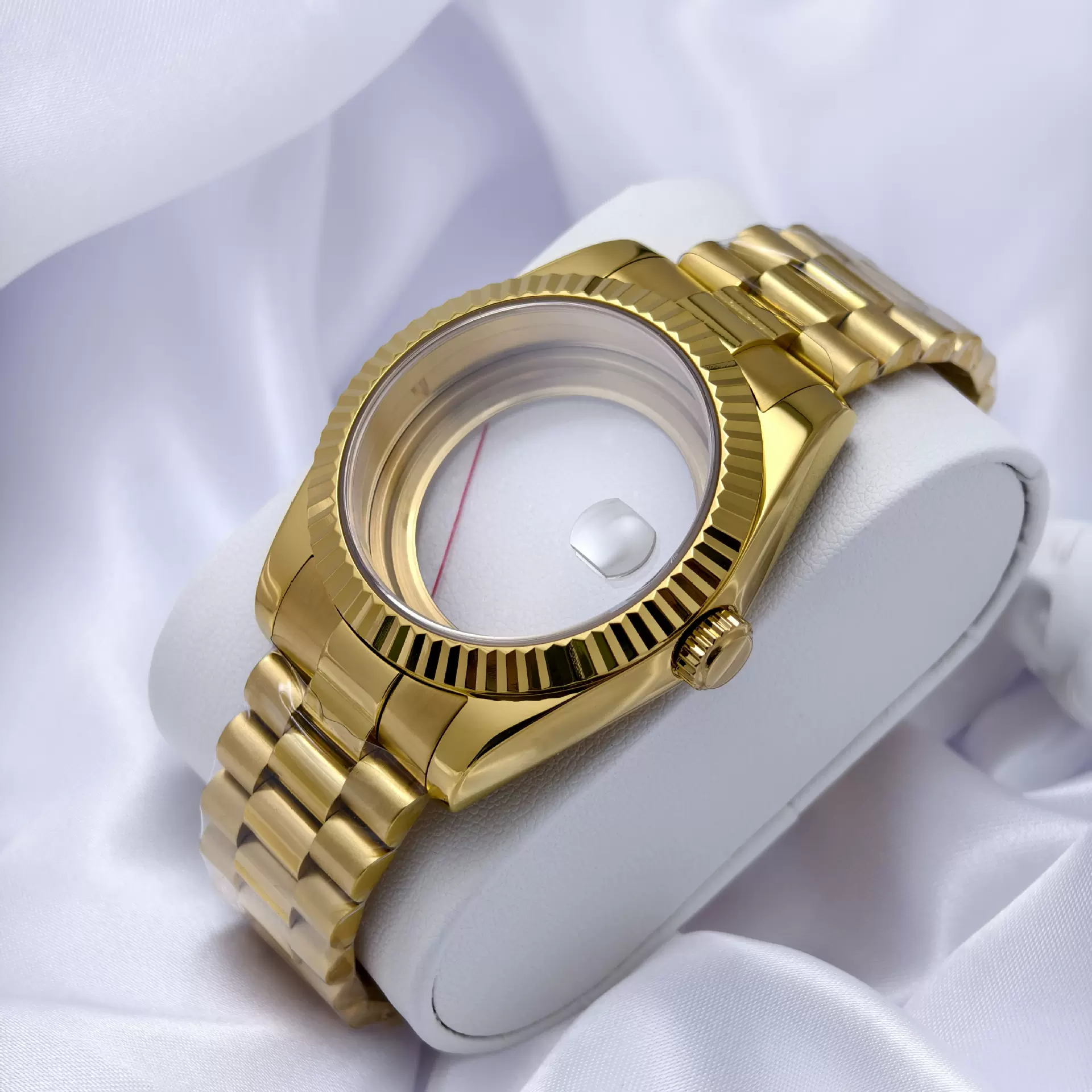 40mm表壳工厂全金牙圈日志套装 18K金真空电镀表壳 适配8285机芯