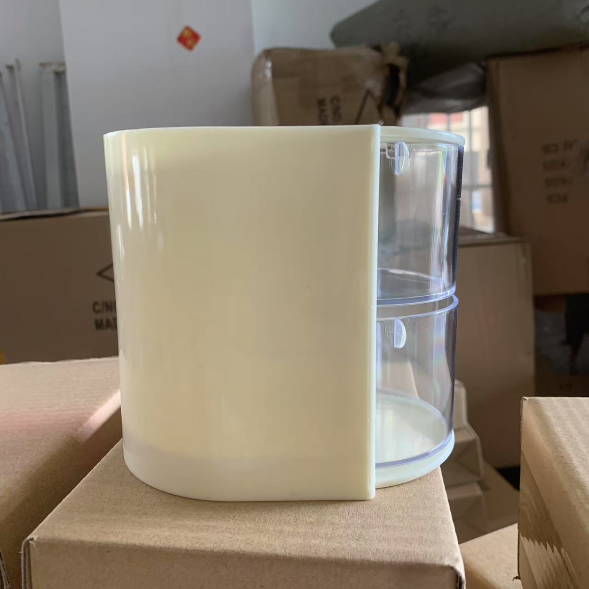 회전식 분할 수납함 [2단 유백색]