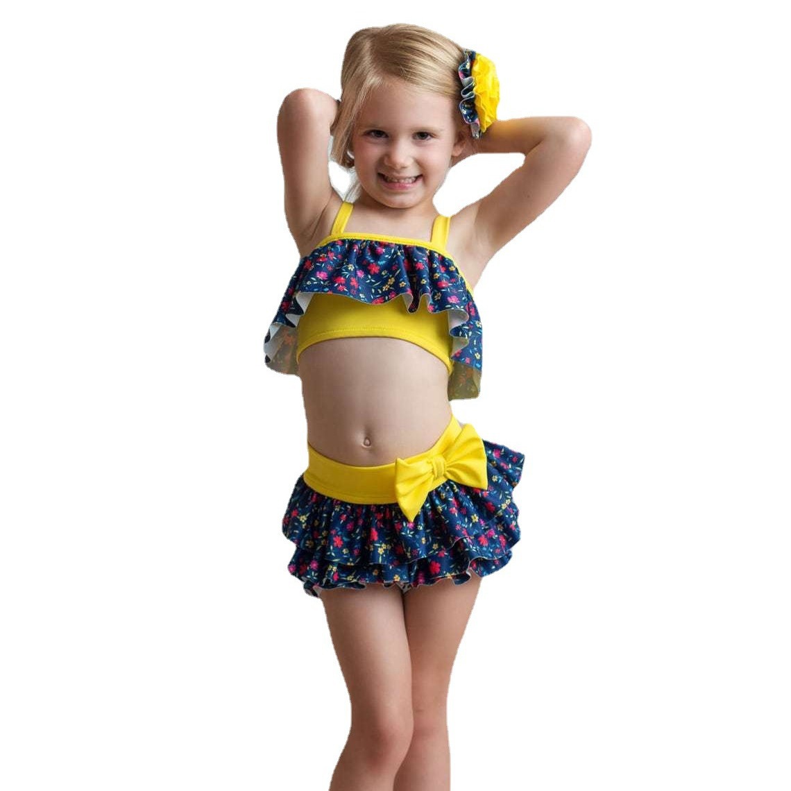 2023 verano nuevo traje de baño floral Correa traje de baño niños split bikini playa vacaciones traje de baño