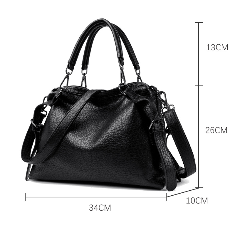 Women's bag Women's bag textured soft leather large capacity commuter tote bag versatile simple handbag_voghion.com