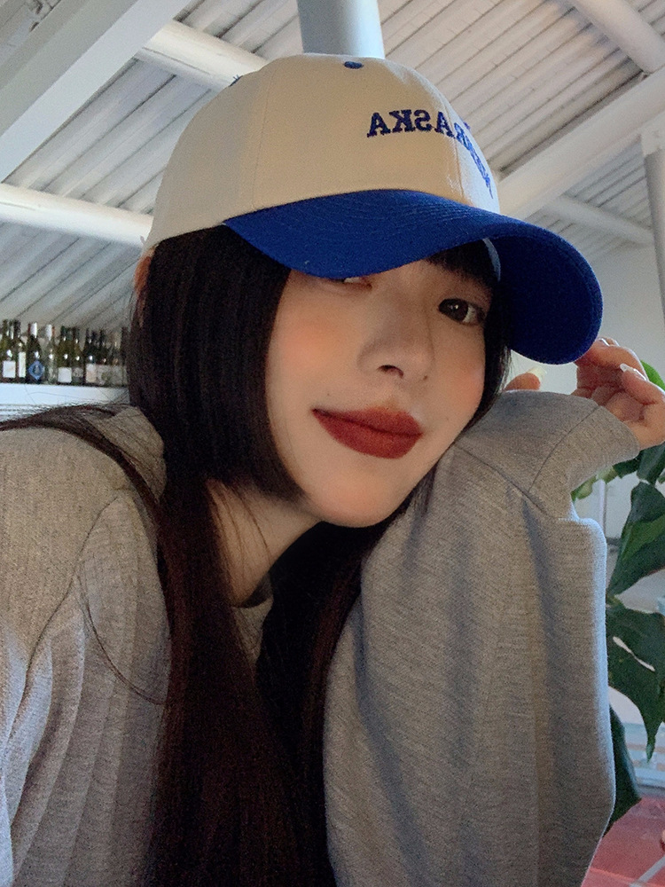 한국식 레터 컬러 매칭 처마 장식 모자 여성의 봄과 가을 Instagram 패션 모든 경기 스트리트 패션 커플 야구 모자