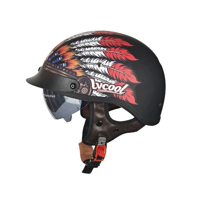 Motosiklet kaskı (dəbilqə) | Women's Electric Vehicle Motorcycle Summer - 112-crown-with-black-mirror-s