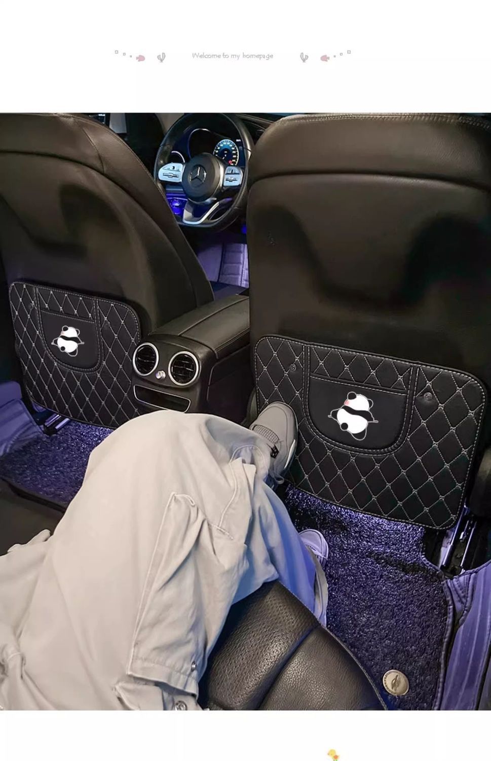 Cute Car Anti-Kick Mat, Universal Rear Seat Anti-Wear Mat, Car Cartoon Seat Protector, Children's Car Back Seat Storage