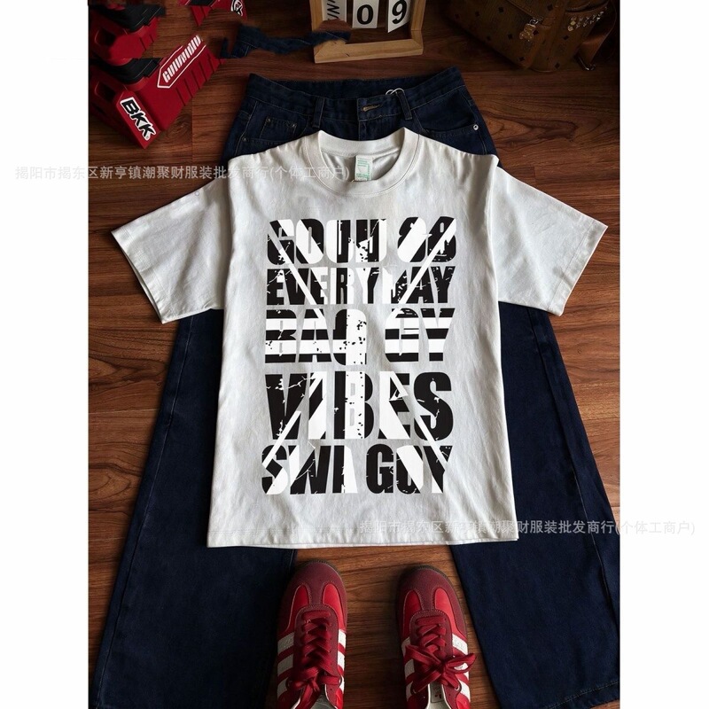 【Multiple items not eligible for return or exchange due to non-quality issues】230g heavy-weight high street combed cotton pure cotton printed short-sleeve T-shirt for men 【Multiple items not eligible for return or exchange due to non-quality issues】230g heavy-weight high street combed cotton pure cotton printed short-sleeve T-shirt for men