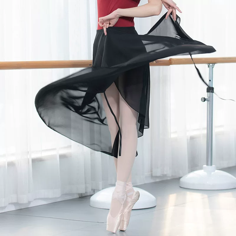 Ballet Wrap Skirt (Adult) — Long Tulle Chiffon Practice Skirt, One Size