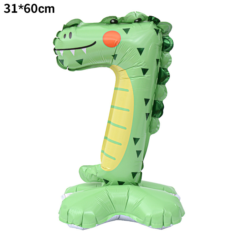 Transfronteriza nueva columna digital de animales de 23 pulgadas globo de aluminio forma de dibujos animados 0-9 decoración de diseño de escena de cumpleaños